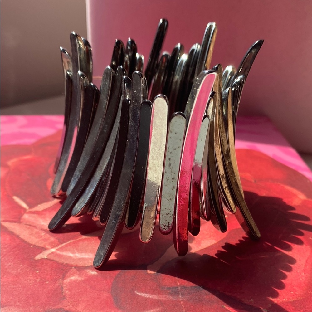 Statement silver-tone, multi-shade Bracelet.  Used condition.